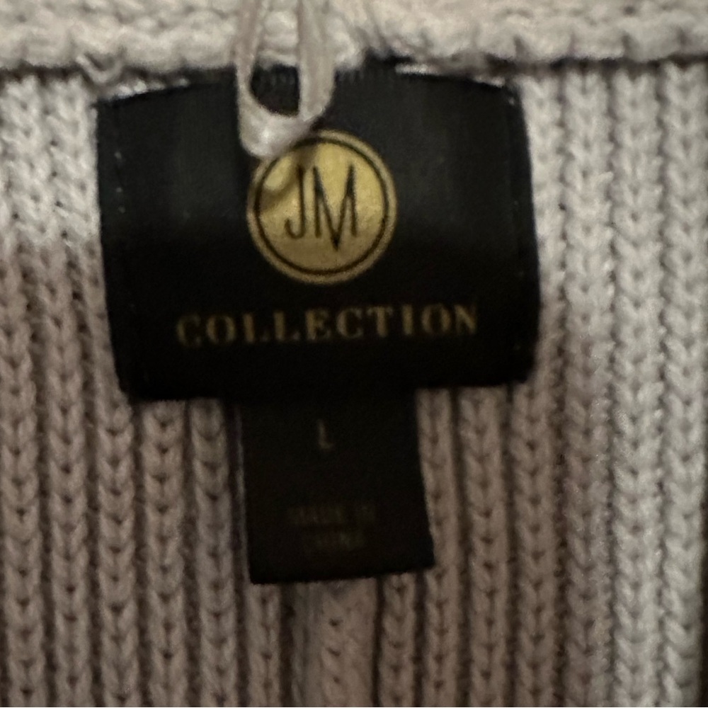 JM Collection Gray Cardigan with Flowing Silhouette - Picture 4 of 4